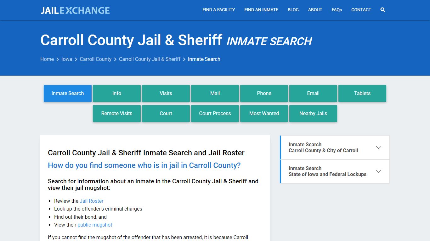 Carroll County Jail & Sheriff Inmate Search - Jail Exchange